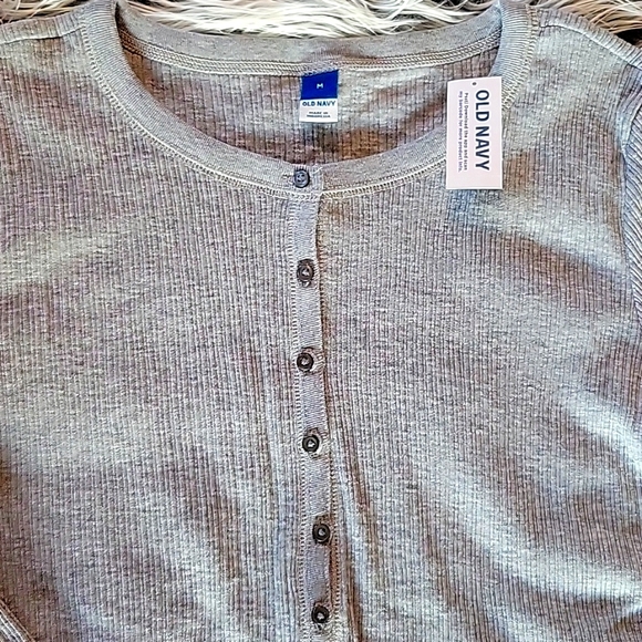 Old Navy Gray Ribbed Long Sleeve Top Size M New - Picture 4 of 7